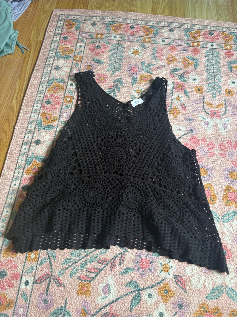 Crochet Lace Black Sleeveless Women's Top